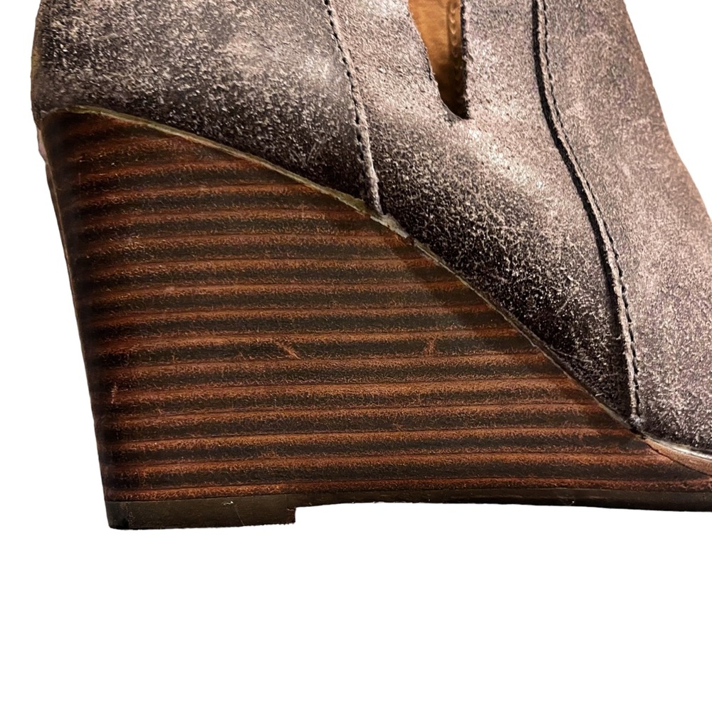 Women's Lucky Brand YABBA Ankle Boot STORM POWELL Wedge Stacked Leather Size 6.5 - Picture 8 of 12